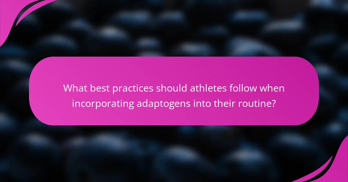 What best practices should athletes follow when incorporating adaptogens into their routine?